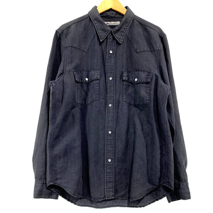 【中古品】【メンズ】 RONHERMAN ロンハーマン HERRINGBONE WESTERN SHIRT 2720700065 ヘリンボーン ウエスタン シャツ 長袖 トップス 141-260903-sa-06-teih サイズ：M カラー：ネイビー 万代Net店