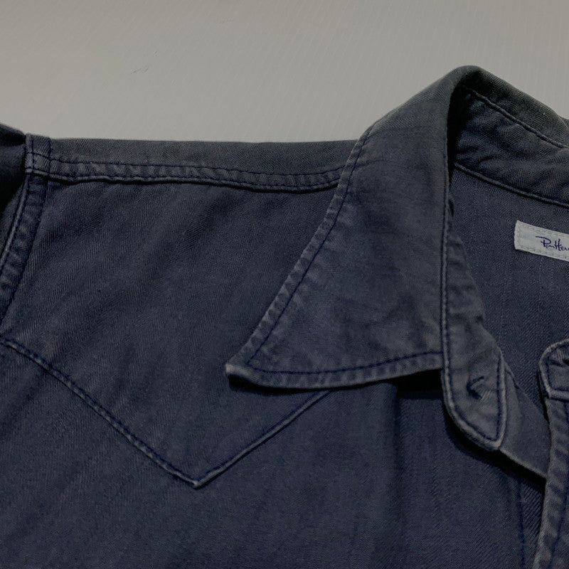 【中古品】【メンズ】 RONHERMAN ロンハーマン HERRINGBONE WESTERN SHIRT 2720700065 ヘリンボーン ウエスタン シャツ 長袖 トップス 141-260903-sa-06-teih サイズ：M カラー：ネイビー 万代Net店