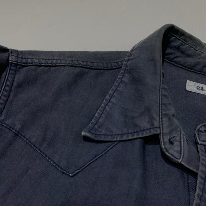【中古品】【メンズ】 RONHERMAN ロンハーマン HERRINGBONE WESTERN SHIRT 2720700065 ヘリンボーン ウエスタン シャツ 長袖 トップス 141-260903-sa-06-teih サイズ：M カラー：ネイビー 万代Net店