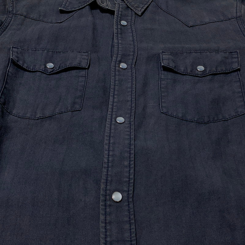 【中古品】【メンズ】 RONHERMAN ロンハーマン HERRINGBONE WESTERN SHIRT 2720700065 ヘリンボーン ウエスタン シャツ 長袖 トップス 141-260903-sa-06-teih サイズ：M カラー：ネイビー 万代Net店