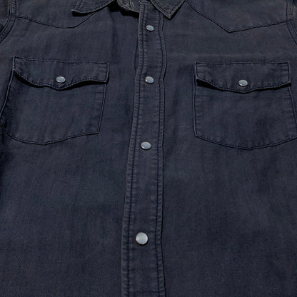 【中古品】【メンズ】 RONHERMAN ロンハーマン HERRINGBONE WESTERN SHIRT 2720700065 ヘリンボーン ウエスタン シャツ 長袖 トップス 141-260903-sa-06-teih サイズ：M カラー：ネイビー 万代Net店