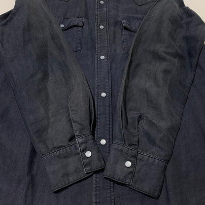 【中古品】【メンズ】 RONHERMAN ロンハーマン HERRINGBONE WESTERN SHIRT 2720700065 ヘリンボーン ウエスタン シャツ 長袖 トップス 141-260903-sa-06-teih サイズ：M カラー：ネイビー 万代Net店