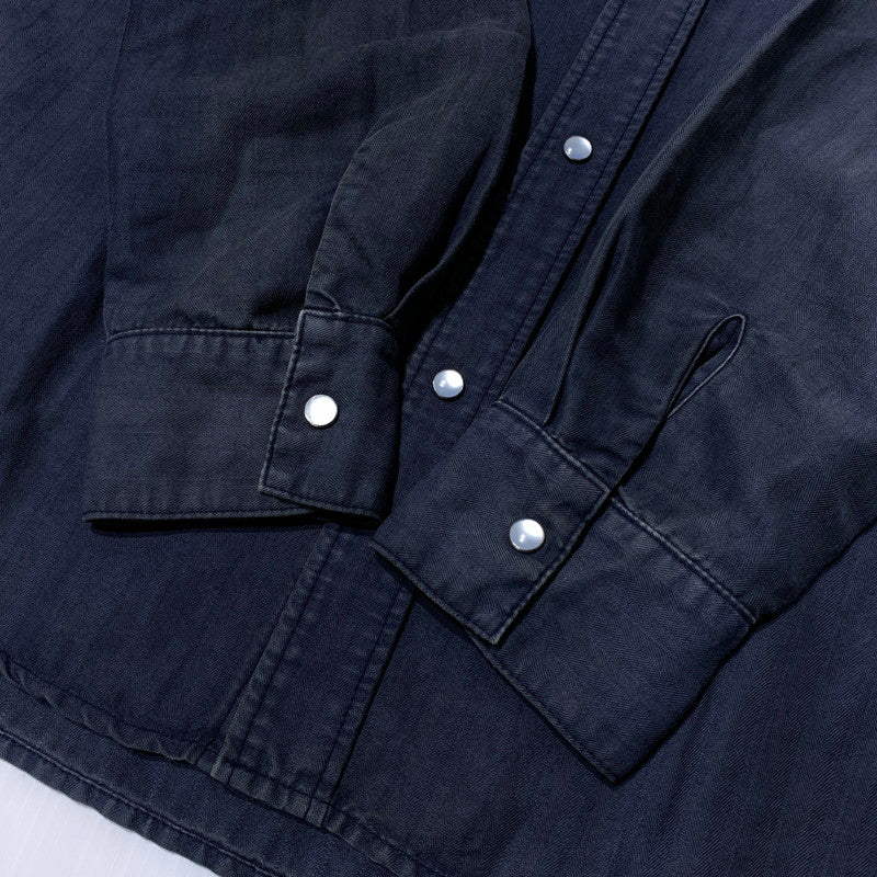 【中古品】【メンズ】 RONHERMAN ロンハーマン HERRINGBONE WESTERN SHIRT 2720700065 ヘリンボーン ウエスタン シャツ 長袖 トップス 141-260903-sa-06-teih サイズ：M カラー：ネイビー 万代Net店