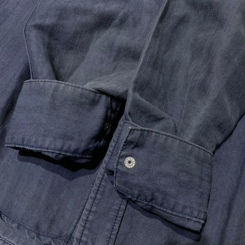 【中古品】【メンズ】 RONHERMAN ロンハーマン HERRINGBONE WESTERN SHIRT 2720700065 ヘリンボーン ウエスタン シャツ 長袖 トップス 141-260903-sa-06-teih サイズ：M カラー：ネイビー 万代Net店