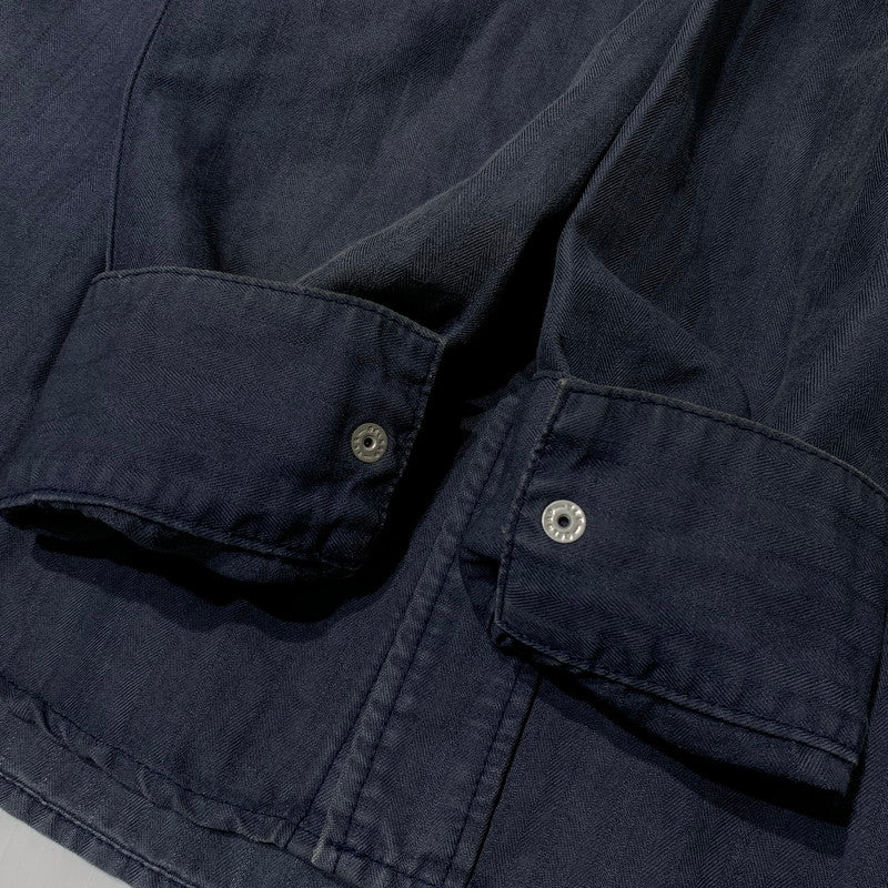 【中古品】【メンズ】 RONHERMAN ロンハーマン HERRINGBONE WESTERN SHIRT 2720700065 ヘリンボーン ウエスタン シャツ 長袖 トップス 141-260903-sa-06-teih サイズ：M カラー：ネイビー 万代Net店
