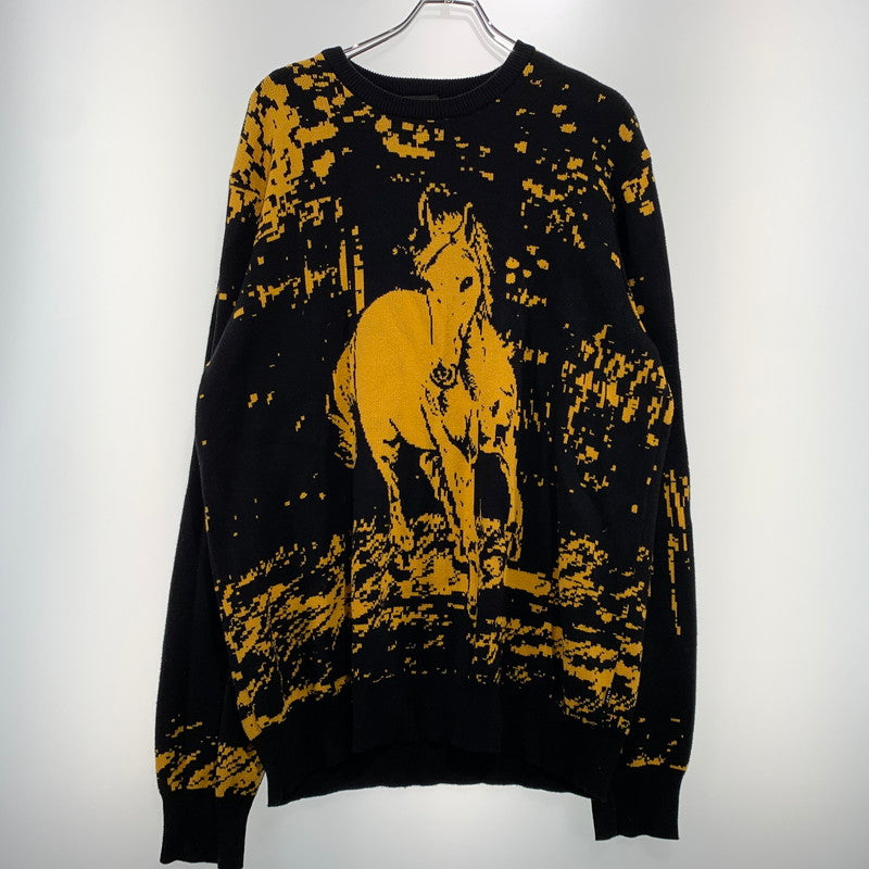 【中古品】【メンズ】 HUF ハフ × JAIME MUNOZ ハイメ ミュノス 別注 コラボ NO.5 HORSE CREWNECK SWEATER KN00482 ホース クルーネック セーター トップス ニット 153-260904-ko-05-teih サイズ：L カラー：ブラック 万代Net店