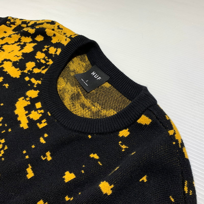 【中古品】【メンズ】 HUF ハフ × JAIME MUNOZ ハイメ ミュノス 別注 コラボ NO.5 HORSE CREWNECK SWEATER KN00482 ホース クルーネック セーター トップス ニット 153-260904-ko-05-teih サイズ：L カラー：ブラック 万代Net店