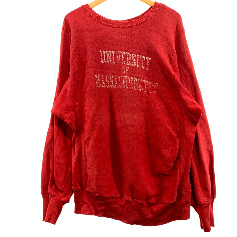 【中古品】【メンズ】 CHAMPION チャンピオン 80’s VINTAGE REVERSE WEAVE "UNIVERSITY" SWEAT 80年代 ヴィンテージ リバース ウィーブ ユニバーシティ スウェット 長袖 トレーナー 三段プリント 145-260903-sa-12-teih サイズ：M カラー：レッド 万代Net店