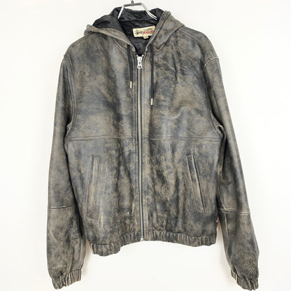 【中古品】【メンズ】 STUSSY ステューシー WORK JACKET STONEWASH LEATHER 115755 ワーク ジャケット ストーンウォッシュ レザー アウター 142-260906-sa-11-teih サイズ：M カラー：ブラック 万代Net店