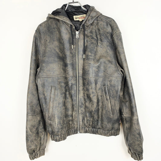 【中古品】【メンズ】 STUSSY ステューシー WORK JACKET STONEWASH LEATHER 115755 ワーク ジャケット ストーンウォッシュ レザー アウター 142-260906-sa-11-teih サイズ：M カラー：ブラック 万代Net店