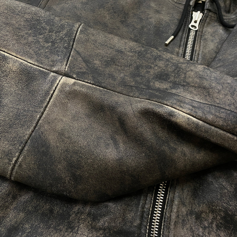 【中古品】【メンズ】 STUSSY ステューシー WORK JACKET STONEWASH LEATHER 115755 ワーク ジャケット ストーンウォッシュ レザー アウター 142-260906-sa-11-teih サイズ：M カラー：ブラック 万代Net店