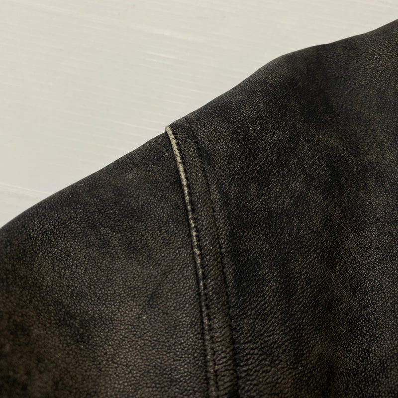 【中古品】【メンズ】 STUSSY ステューシー WORK JACKET STONEWASH LEATHER 115755 ワーク ジャケット ストーンウォッシュ レザー アウター 142-260906-sa-11-teih サイズ：M カラー：ブラック 万代Net店