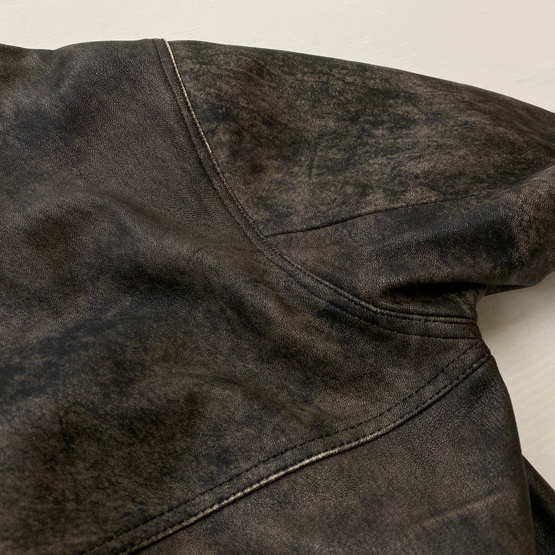 【中古品】【メンズ】 STUSSY ステューシー WORK JACKET STONEWASH LEATHER 115755 ワーク ジャケット ストーンウォッシュ レザー アウター 142-260906-sa-11-teih サイズ：M カラー：ブラック 万代Net店