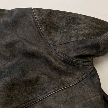 【中古品】【メンズ】 STUSSY ステューシー WORK JACKET STONEWASH LEATHER 115755 ワーク ジャケット ストーンウォッシュ レザー アウター 142-260906-sa-11-teih サイズ：M カラー：ブラック 万代Net店