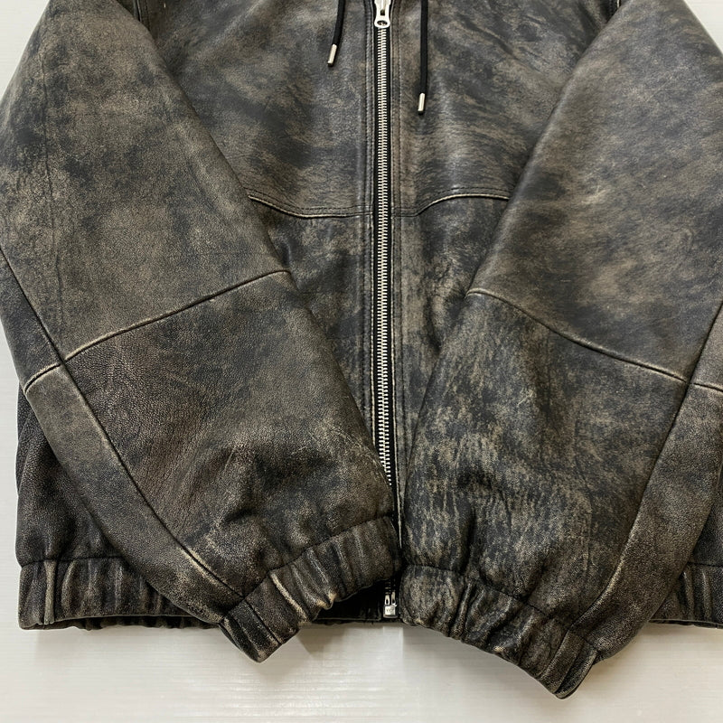 【中古品】【メンズ】 STUSSY ステューシー WORK JACKET STONEWASH LEATHER 115755 ワーク ジャケット ストーンウォッシュ レザー アウター 142-260906-sa-11-teih サイズ：M カラー：ブラック 万代Net店