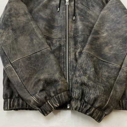 【中古品】【メンズ】 STUSSY ステューシー WORK JACKET STONEWASH LEATHER 115755 ワーク ジャケット ストーンウォッシュ レザー アウター 142-260906-sa-11-teih サイズ：M カラー：ブラック 万代Net店