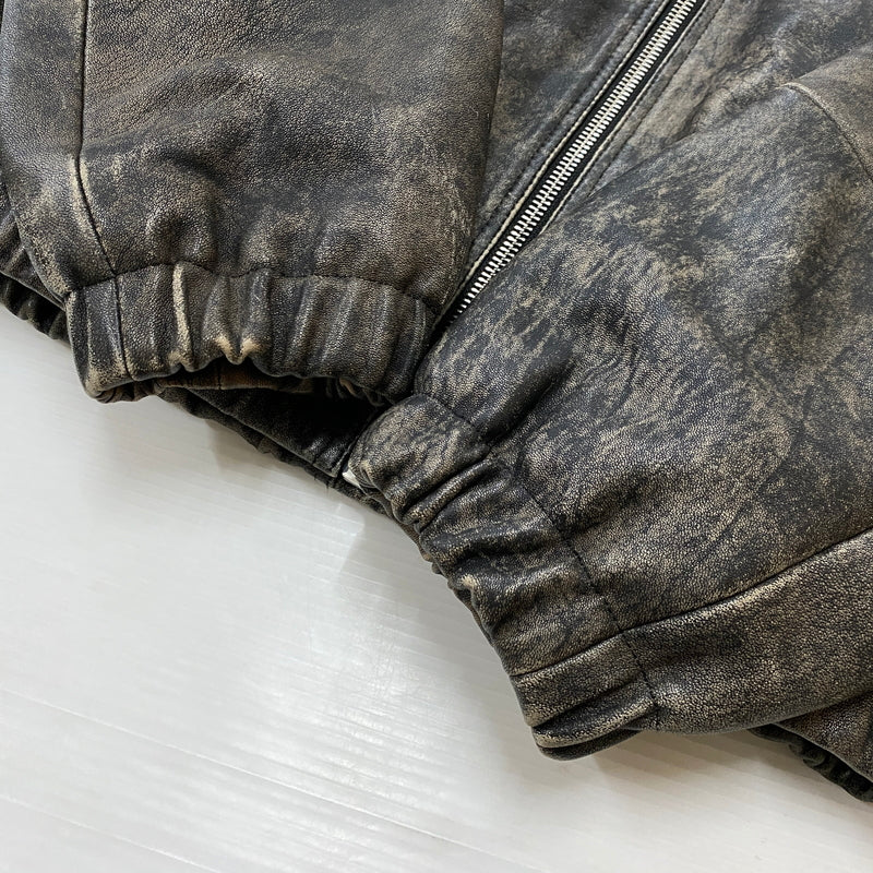 【中古品】【メンズ】 STUSSY ステューシー WORK JACKET STONEWASH LEATHER 115755 ワーク ジャケット ストーンウォッシュ レザー アウター 142-260906-sa-11-teih サイズ：M カラー：ブラック 万代Net店