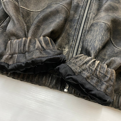 【中古品】【メンズ】 STUSSY ステューシー WORK JACKET STONEWASH LEATHER 115755 ワーク ジャケット ストーンウォッシュ レザー アウター 142-260906-sa-11-teih サイズ：M カラー：ブラック 万代Net店
