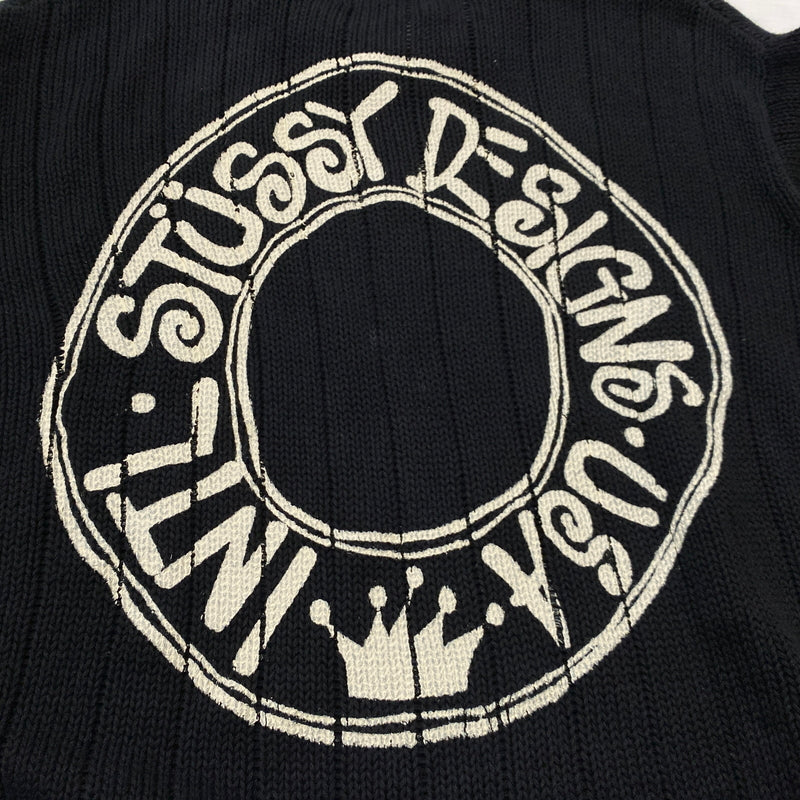 【中古品】【メンズ】 STUSSY ステューシー BUANA LOGO SWEATER 117294 ブアナ ロゴ セーター 長袖 トップス 142-260906-sa-23-teih サイズ：S カラー：ブラック 万代Net店