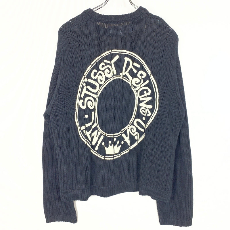 【中古品】【メンズ】 STUSSY ステューシー BUANA LOGO SWEATER 117294 ブアナ ロゴ セーター 長袖 トップス 142-260906-sa-23-teih サイズ：S カラー：ブラック 万代Net店