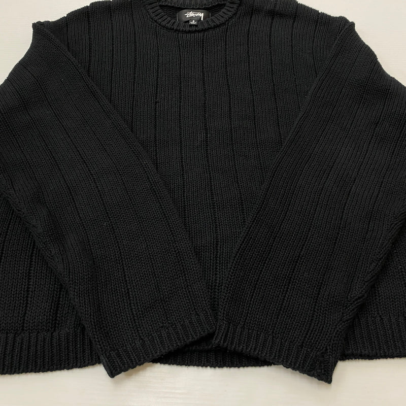 【中古品】【メンズ】 STUSSY ステューシー BUANA LOGO SWEATER 117294 ブアナ ロゴ セーター 長袖 トップス 142-260906-sa-23-teih サイズ：S カラー：ブラック 万代Net店