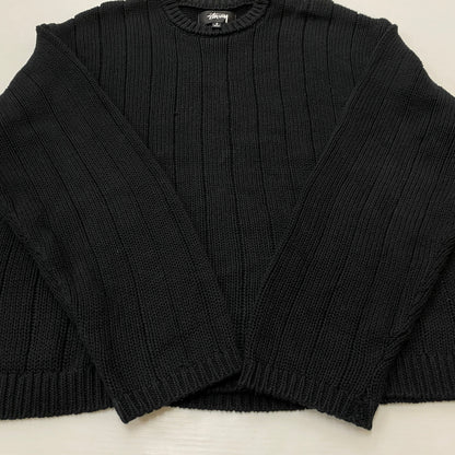【中古品】【メンズ】 STUSSY ステューシー BUANA LOGO SWEATER 117294 ブアナ ロゴ セーター 長袖 トップス 142-260906-sa-23-teih サイズ：S カラー：ブラック 万代Net店
