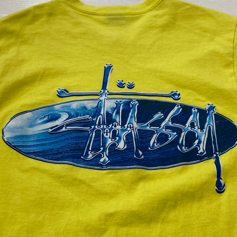 【中古品】【メンズ】 STUSSY ステューシー WAVE OVAL TEE ウェーブ オーヴァル Tシャツ 半袖 トップス 142-260906-sa-21-teih サイズ：S カラー：イエロー 万代Net店