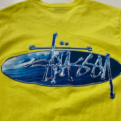 【中古品】【メンズ】 STUSSY ステューシー WAVE OVAL TEE ウェーブ オーヴァル Tシャツ 半袖 トップス 142-260906-sa-21-teih サイズ：S カラー：イエロー 万代Net店