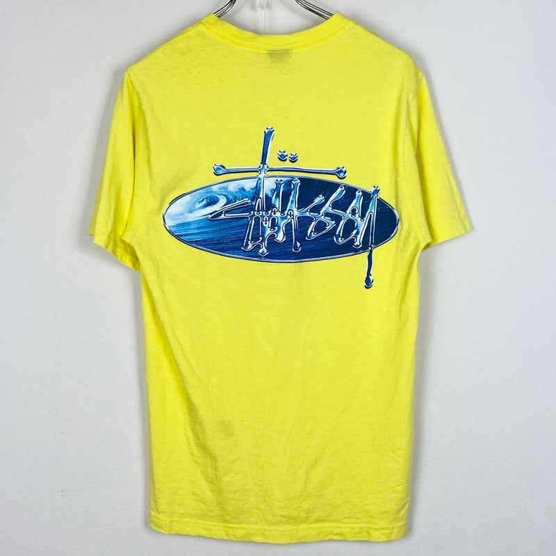 【中古品】【メンズ】 STUSSY ステューシー WAVE OVAL TEE ウェーブ オーヴァル Tシャツ 半袖 トップス 142-260906-sa-21-teih サイズ：S カラー：イエロー 万代Net店