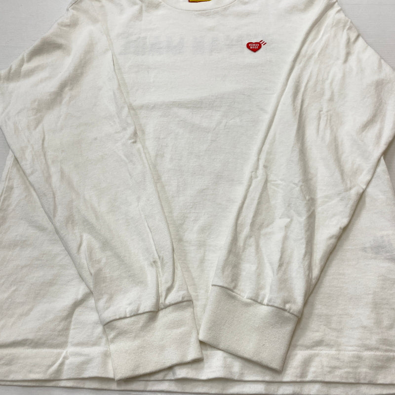 【中古品】【メンズ】 HUMAN MADE ヒューマンメード HEART BADGE L/S T-SHIR HM30CS050 ハート バッジ ロングスリーブ Tシャツ 長袖 トップス 142-260906-sa-20-teih サイズ：M カラー：ホワイト 万代Net店