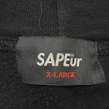 【中古品】【メンズ】 SAPEUR サープル LOGO HOODIE ロゴ フーデッド 長袖 トップス プルーオーバーパーカー 142-260906-sa-26-teih サイズ：XL カラー：ブラック 万代Net店