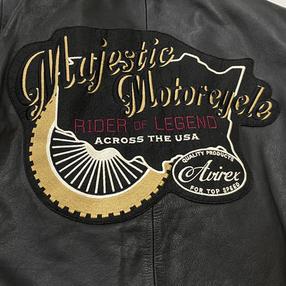 【中古品】【メンズ】 AVIREX アヴィレックス COW LEATHER RIDERS JACKET カウレザー ライダース ジャケット アウター 145-260906-sa-01-teih サイズ：L カラー：ブラック 万代Net店