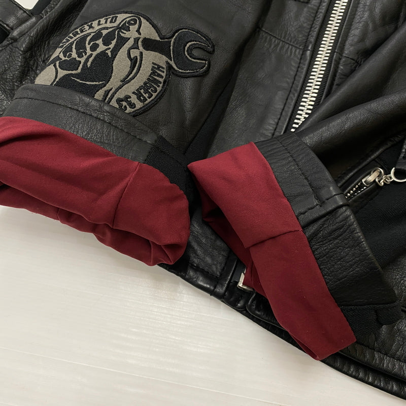 【中古品】【メンズ】 AVIREX アヴィレックス COW LEATHER RIDERS JACKET カウレザー ライダース ジャケット アウター 145-260906-sa-01-teih サイズ：L カラー：ブラック 万代Net店