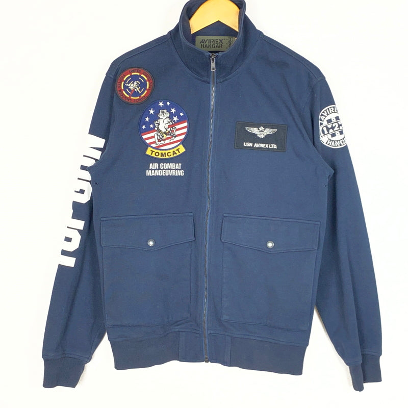 【中古品】【メンズ】 AVIREX アヴィレックス COTTON JACKET コットン ジャケット アウター 145-260906-sa-08-teih サイズ：M カラー：ネイビー 万代Net店