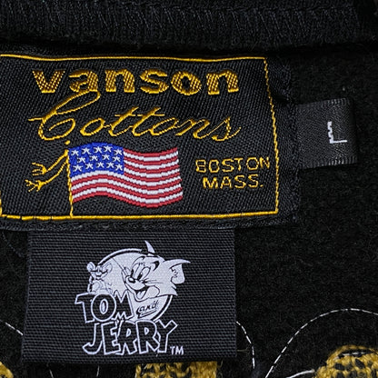 【中古品】【メンズ】 VANSON バンソン × TOM&JERRY トムアンドジェリー 別注コラボ STADIUM JUMPER スタジアム ジャンパー アウター スタジャン 145-260906-sa-09-teih サイズ：L カラー：ブラック 万代Net店