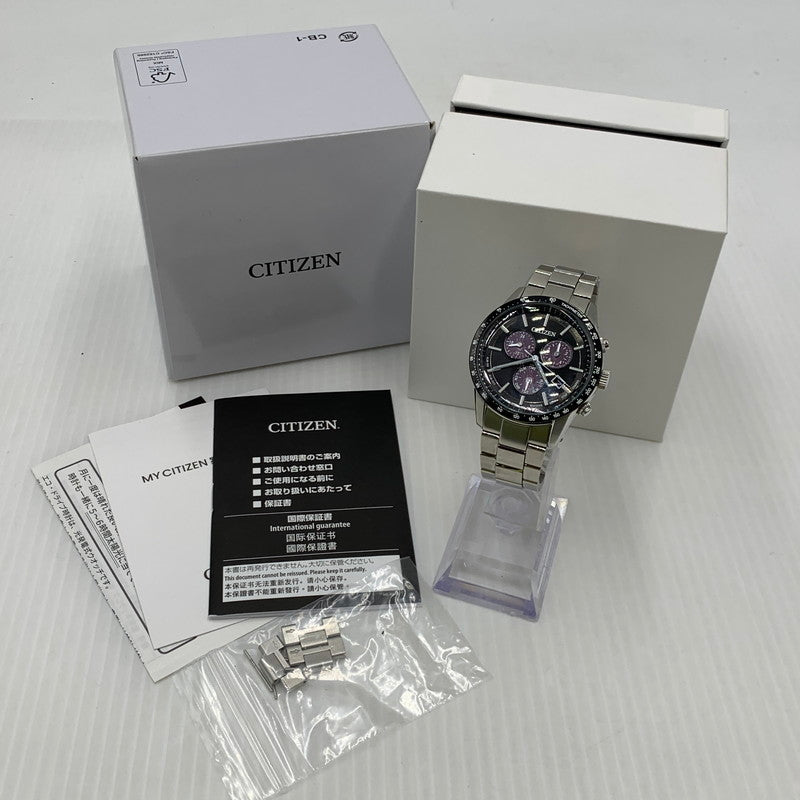 【中古品】【メンズ】 CITIZEN シチズン ECO DRIVE E820-S083460 エコドライブ クロノグラフデイト 腕時計 197-260909-ko-12-teih カラー：シルバー/ブラック 万代Net店