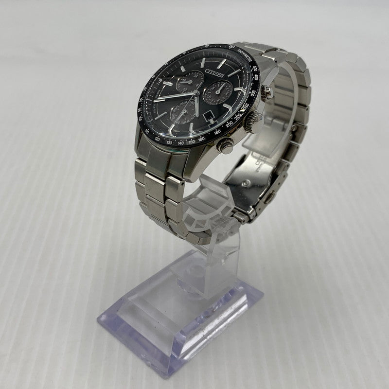 【中古品】【メンズ】 CITIZEN シチズン ECO DRIVE E820-S083460 エコドライブ クロノグラフデイト 腕時計 197-260909-ko-12-teih カラー：シルバー/ブラック 万代Net店