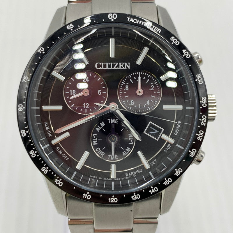 【中古品】【メンズ】 CITIZEN シチズン ECO DRIVE E820-S083460 エコドライブ クロノグラフデイト 腕時計 197-260909-ko-12-teih カラー：シルバー/ブラック 万代Net店