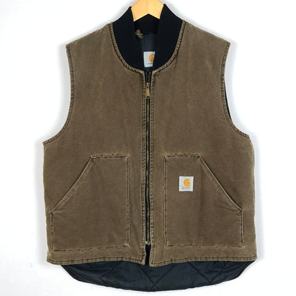 【中古品】【メンズ】 CARHARTT カーハート ZIP WORK VEST ジップ ワーク ベスト トップス 145-260909-sa-06-teih カラー：ブラウン系 万代Net店