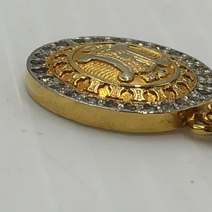 【中古品】【メンズ】 CELINE セリーヌ TTRIOMPHE RHINE STONE NECKLACE SCA4293 トリオンフ ライン ストーン ネックレス アクセサリー 182-260907-sa-07-teih カラー：ゴールド 万代Net店