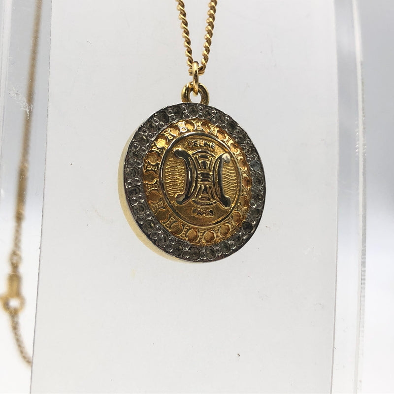 【中古品】【メンズ】 CELINE セリーヌ TTRIOMPHE RHINE STONE NECKLACE SCA4293 トリオンフ ライン ストーン ネックレス アクセサリー 182-260907-sa-07-teih カラー：ゴールド 万代Net店