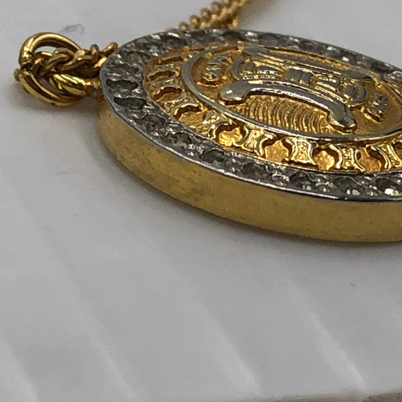 【中古品】【メンズ】 CELINE セリーヌ TTRIOMPHE RHINE STONE NECKLACE SCA4293 トリオンフ ライン ストーン ネックレス アクセサリー 182-260907-sa-07-teih カラー：ゴールド 万代Net店