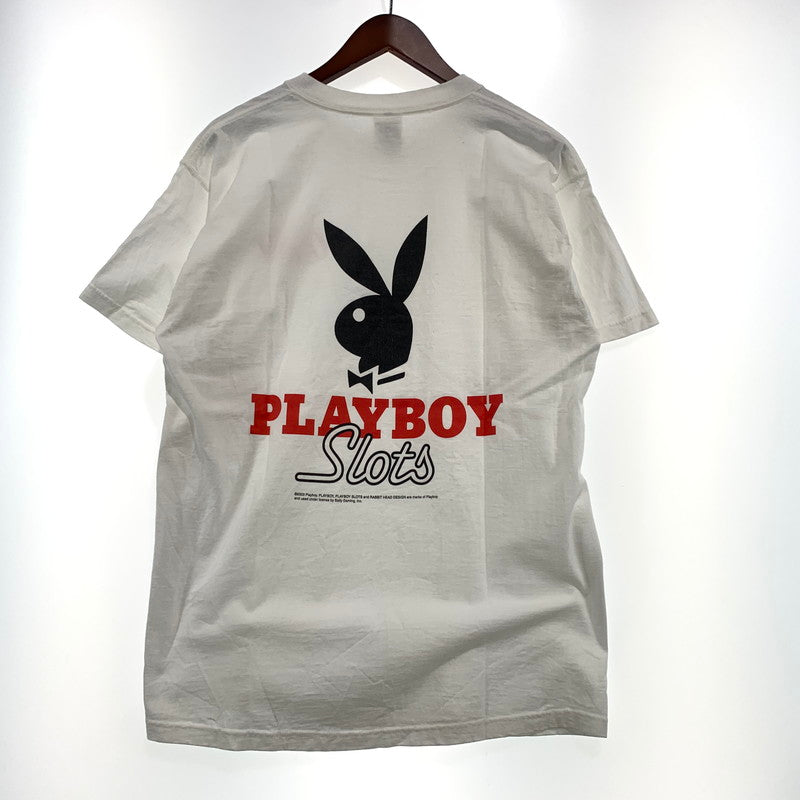【中古品】【メンズ】 Fruits Of The Loom フルーツ オブ ザ ルーム PLAY BOY SLOTS S/S TEE プレイ ボーイ スロット ショートスリーブ Tシャツ 半袖 トップス 145-260909-ko-05-teih サイズ：L カラー：ホワイト 万代Net店