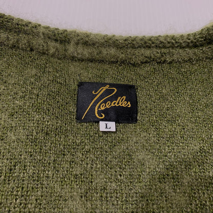 【中古品】【メンズ】 NEEDLES ニードルス × JEANS FACTORY ジーンズファクトリー 別注 コラボ MOHAIR CARDIGAN LQ449 モヘア カーディガン トップス 140-260909-ko-07-teih サイズ：L カラー：グリーン 万代Net店