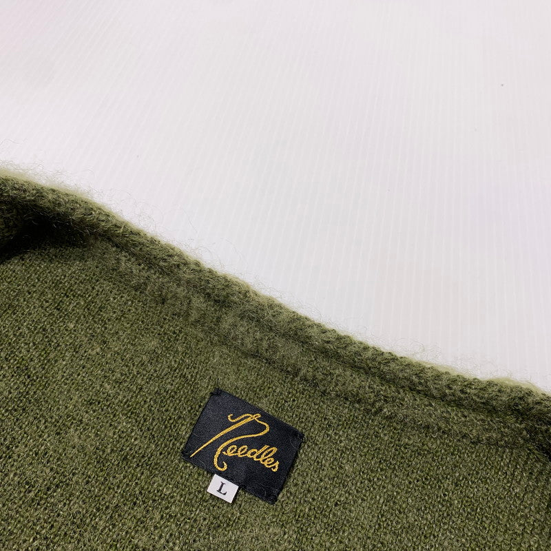 【中古品】【メンズ】 NEEDLES ニードルス × JEANS FACTORY ジーンズファクトリー 別注 コラボ MOHAIR CARDIGAN LQ449 モヘア カーディガン トップス 140-260909-ko-07-teih サイズ：L カラー：グリーン 万代Net店