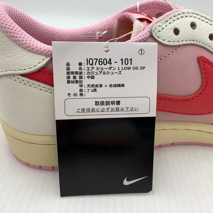 【中古品】【メンズ】 NIKE ナイキ × Travis Scott トラヴィス スコット 別注 コラボ AIRJORDAN 1 LOW OG SP IQ7604-101 エアジョーダン1 ロウ スニーカー 靴 シューズ 160-260914-ko-15-teih サイズ：27.5cm カラー：ピンク 万代Net店