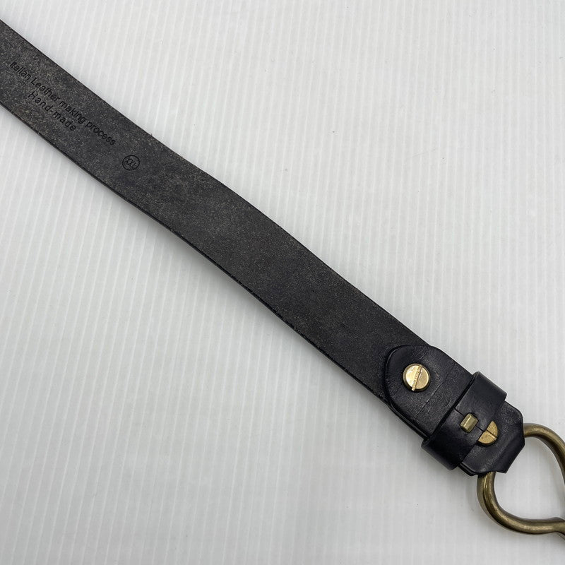 【中古品】【メンズ】 UNKNOW ITALIAN LEATHER HOOK BELT イタリアン レザー フック ベルト 服飾雑貨 205-260910-yo-05-teih サイズ：XXL カラー：ブラック 万代Net店