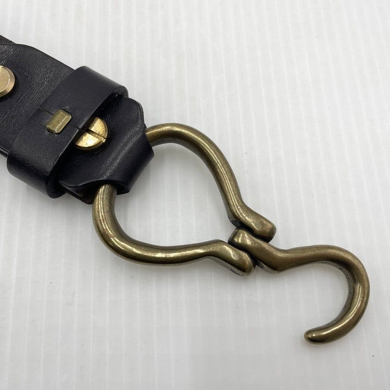 【中古品】【メンズ】 UNKNOW ITALIAN LEATHER HOOK BELT イタリアン レザー フック ベルト 服飾雑貨 205-260910-yo-05-teih サイズ：XXL カラー：ブラック 万代Net店