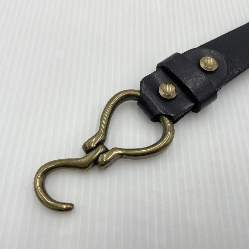 【中古品】【メンズ】 UNKNOW ITALIAN LEATHER HOOK BELT イタリアン レザー フック ベルト 服飾雑貨 205-260910-yo-05-teih サイズ：XXL カラー：ブラック 万代Net店