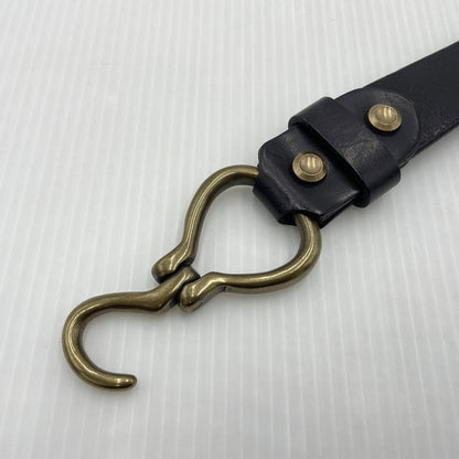 【中古品】【メンズ】 UNKNOW ITALIAN LEATHER HOOK BELT イタリアン レザー フック ベルト 服飾雑貨 205-260910-yo-05-teih サイズ：XXL カラー：ブラック 万代Net店